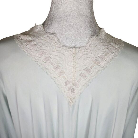 Vintage 70s Olga Peignoir Set Lace Trim Robe Gown Womens Size 36 Blue - Picture 7 of 12